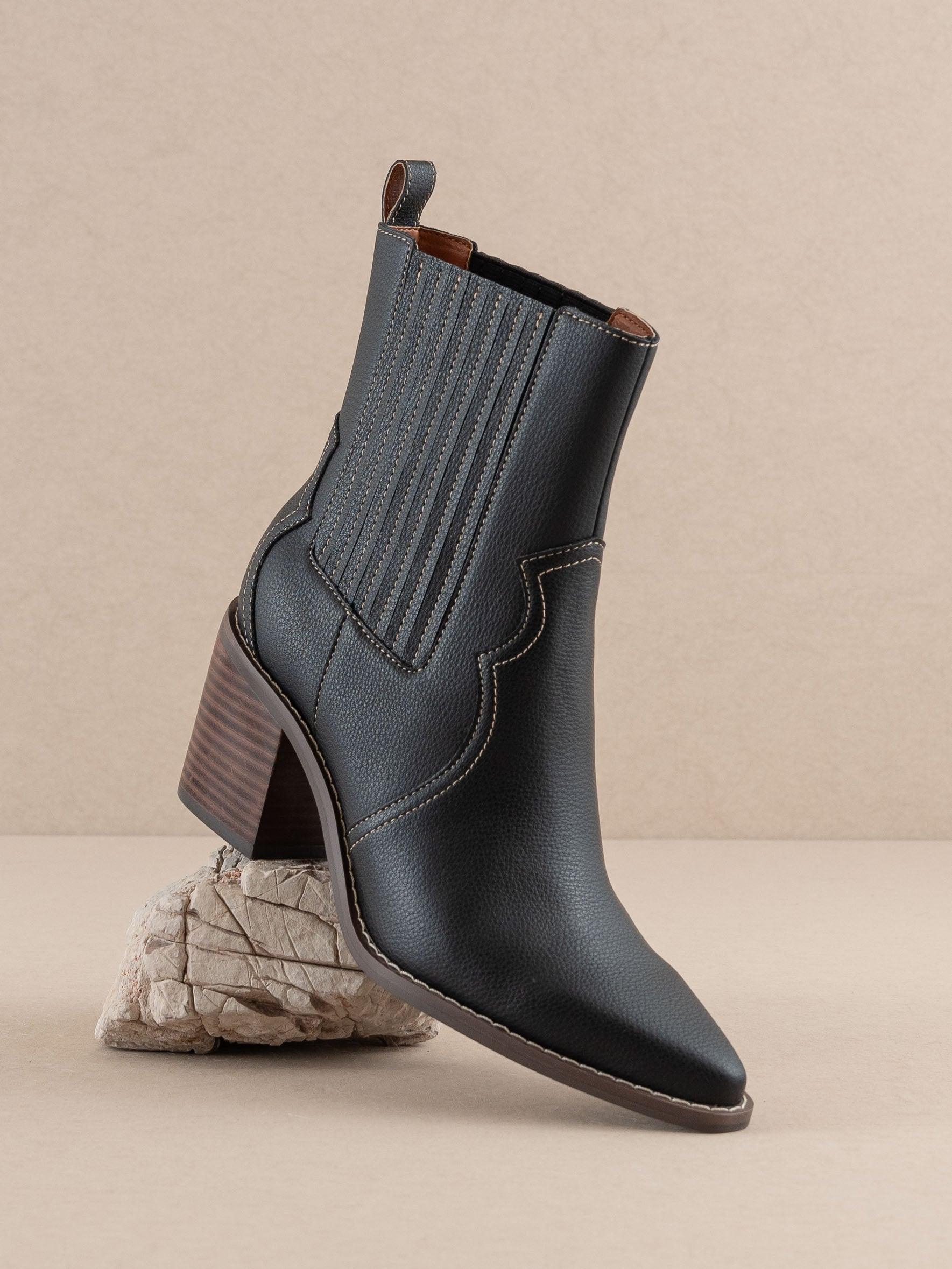 The Addison | Black Perfectly Paneled Western Boot