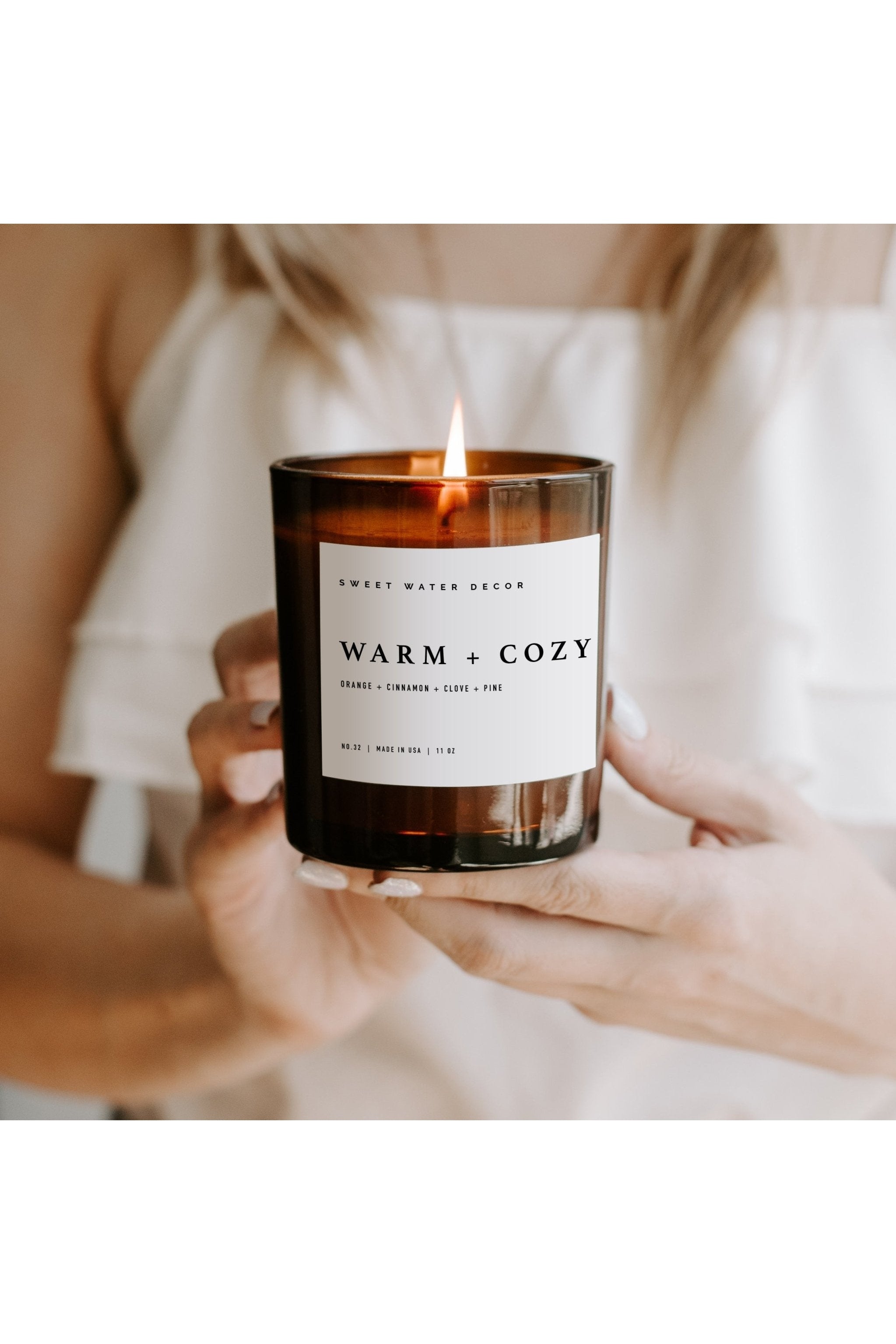 Warm and Cozy Soy Candle - Amber Jar - 11 oz