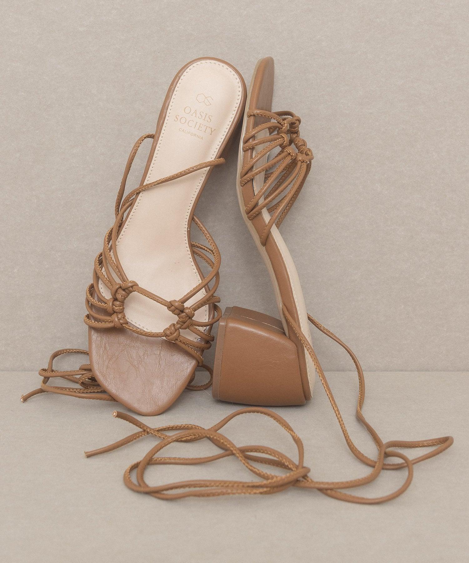 The Celia Brown | Knotted Lace Up Heel