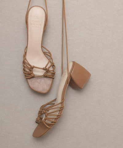 The Celia Brown | Knotted Lace Up Heel