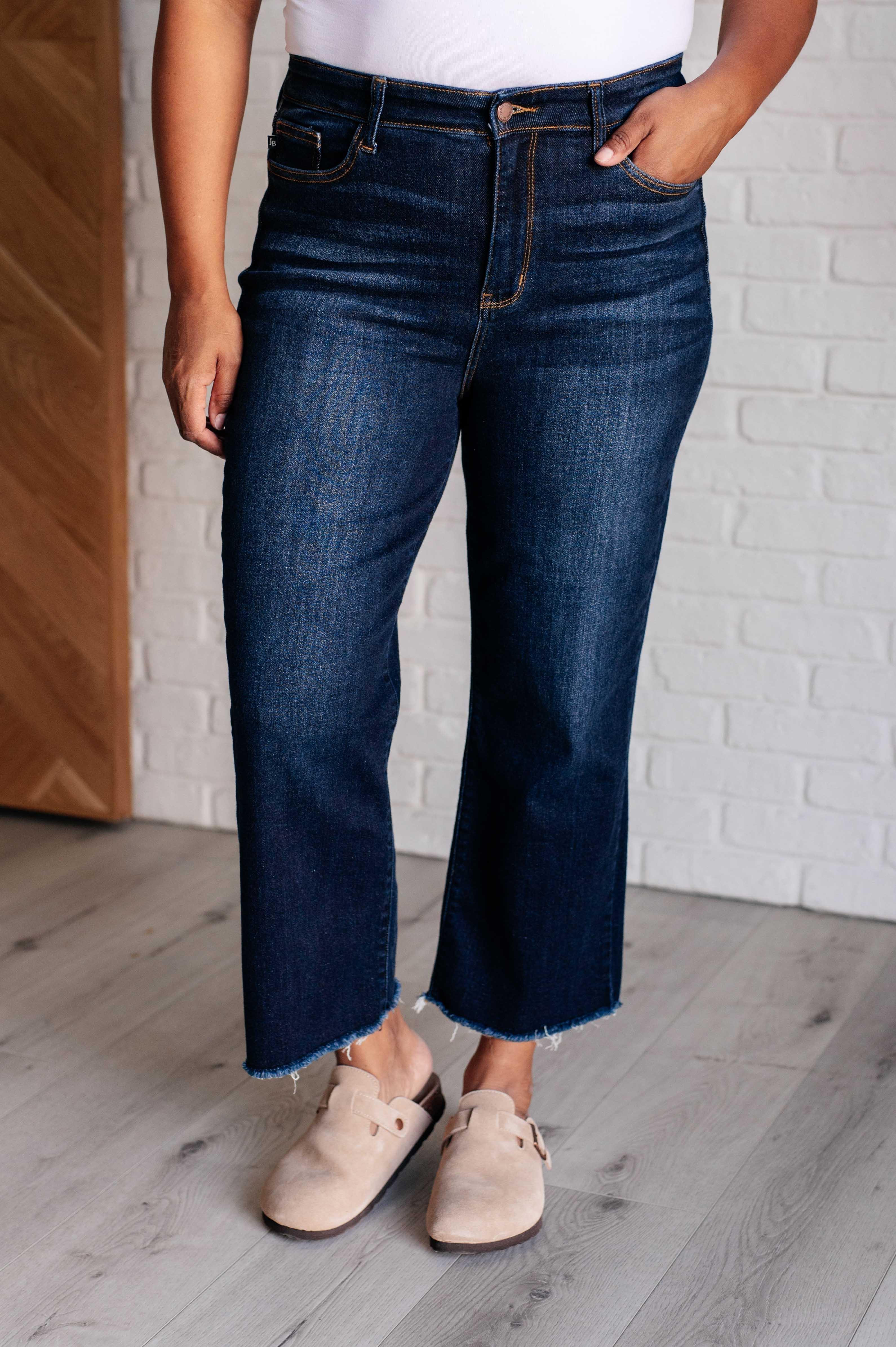 Judy Blue Madeline High Rise Cropped Wide Leg Jeans