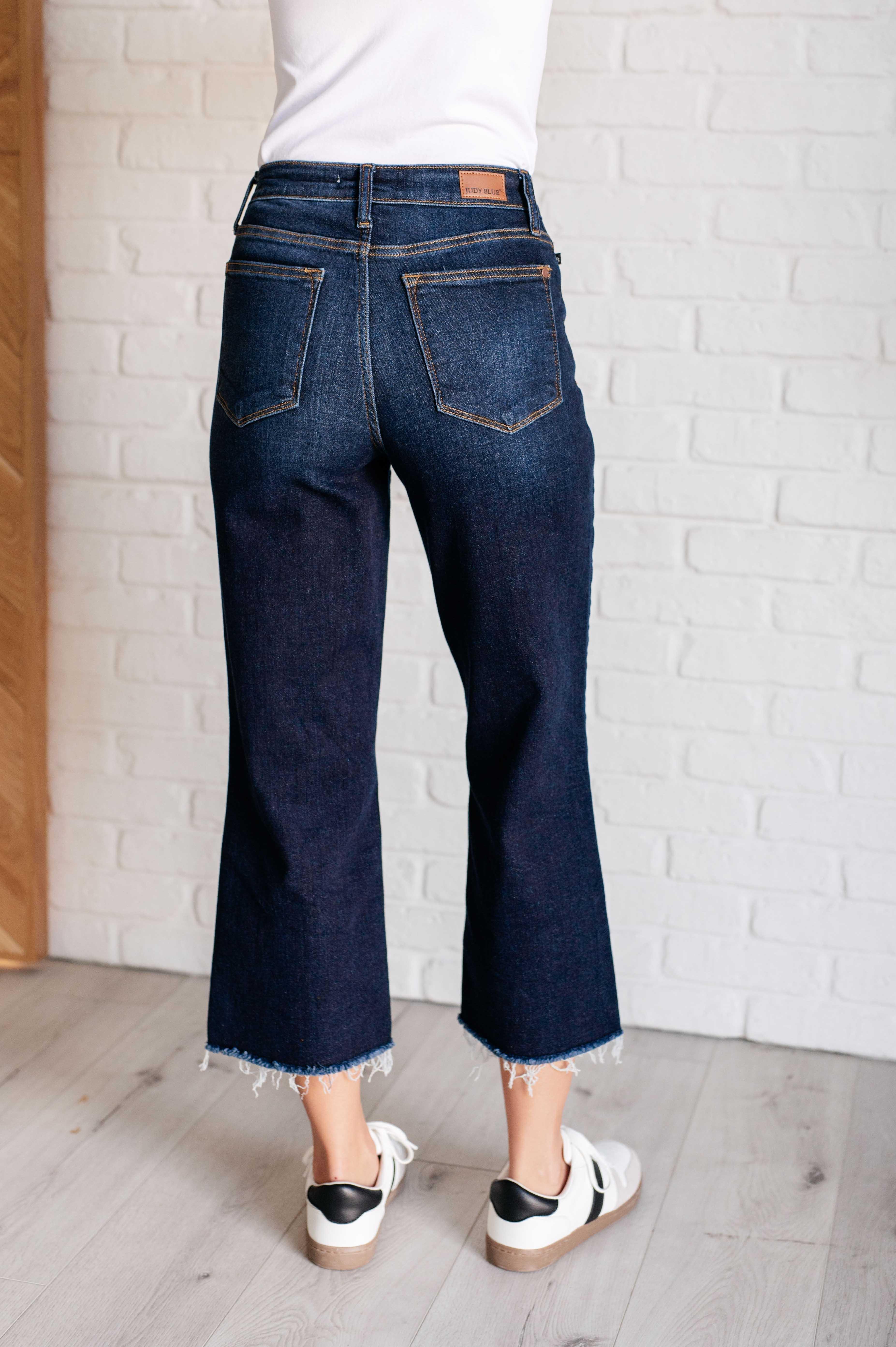 Judy Blue Madeline High Rise Cropped Wide Leg Jeans