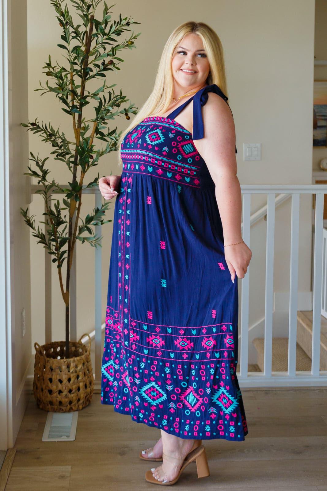 Midnight Magic Embroidered Maxi Dress - SwagglyLife Home & Fashion