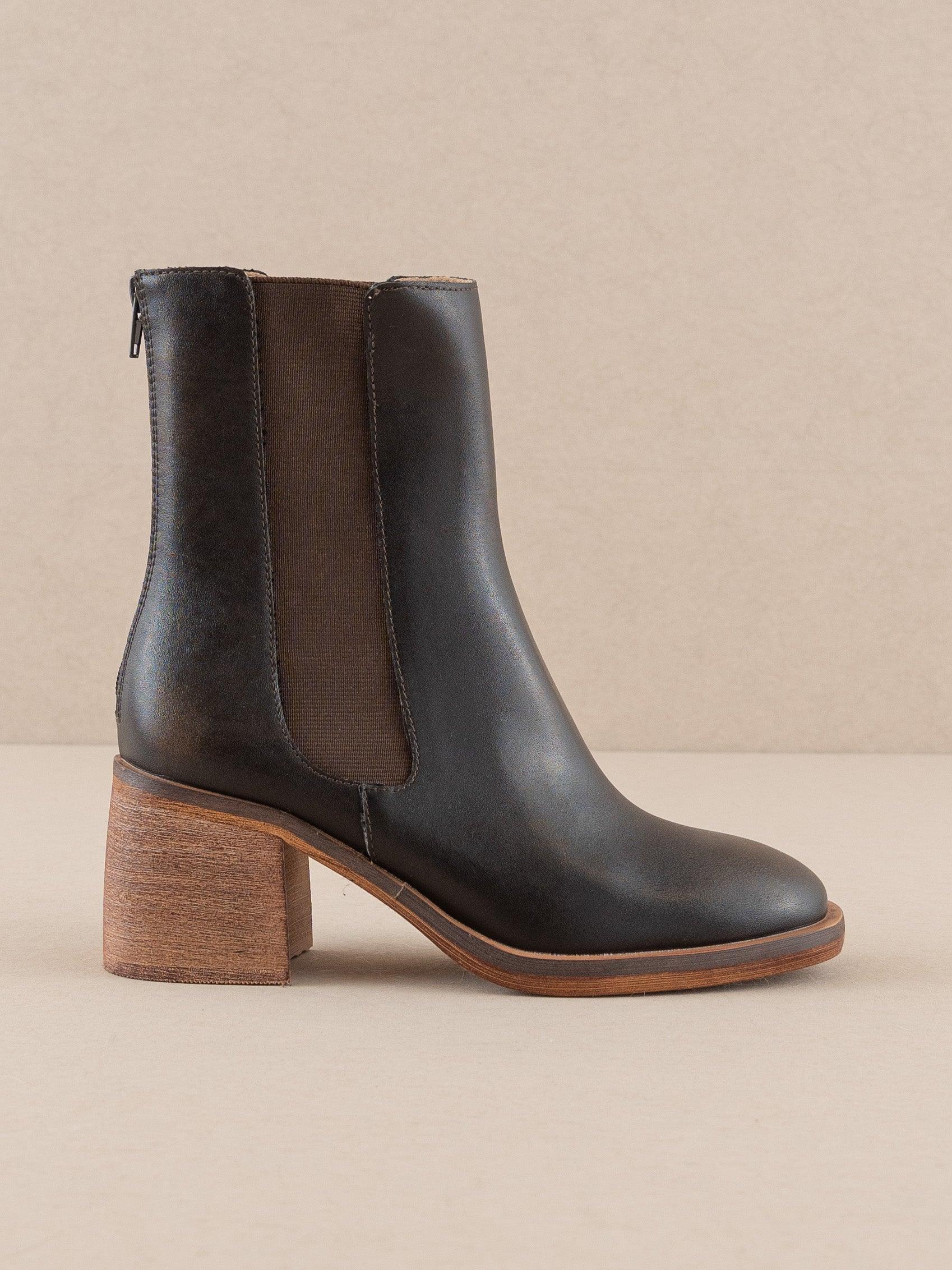 The Olivia | Espresso Chelsea Heel Boots