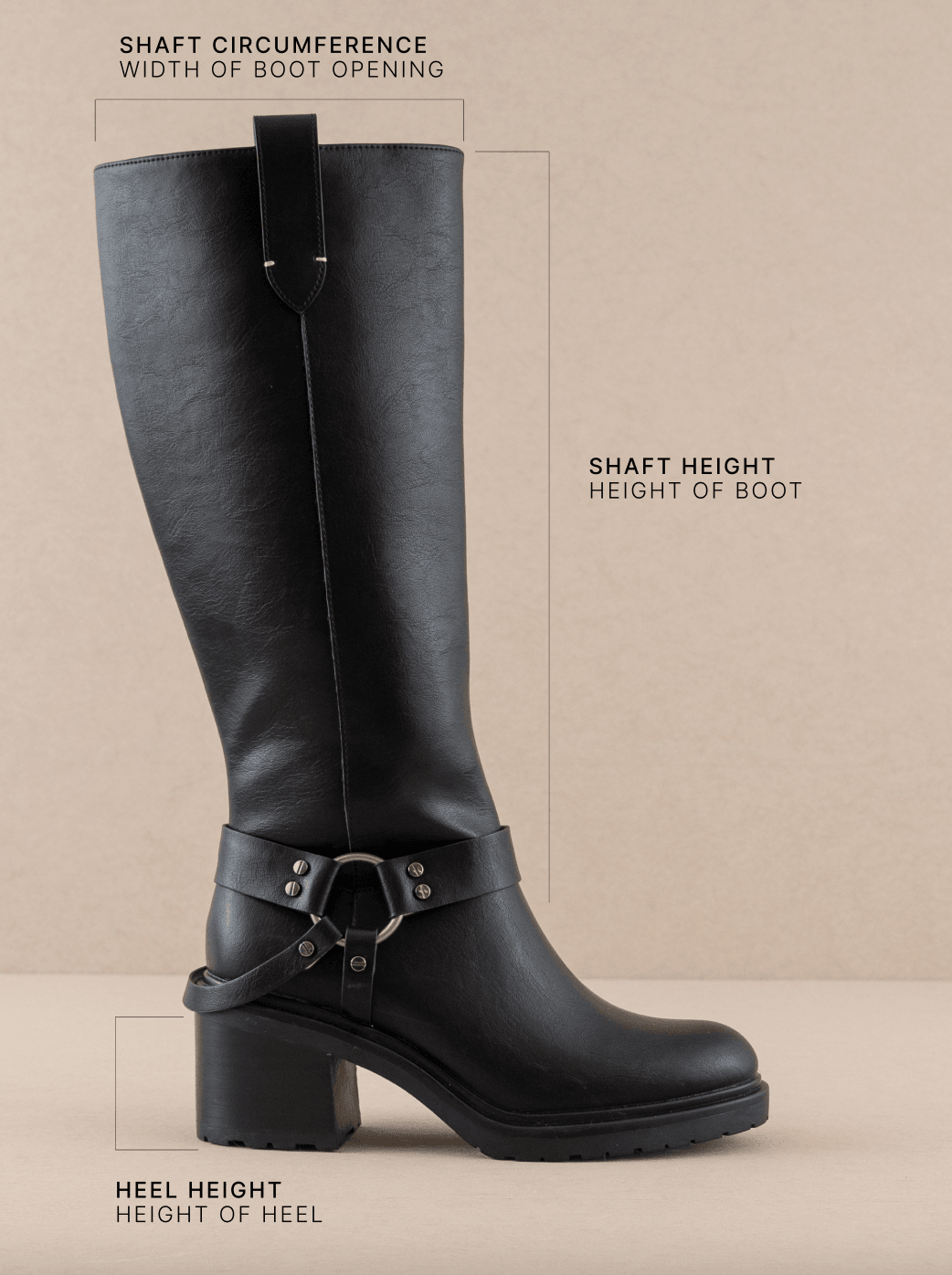 The Leanne | Black Moto Knee High Boot