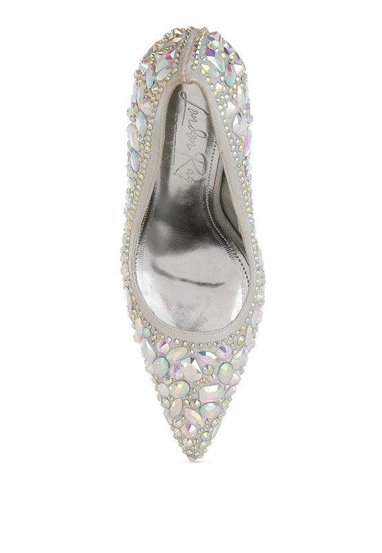 London Rag Iceout Diamante & Rhinestone Embellishments Pumps