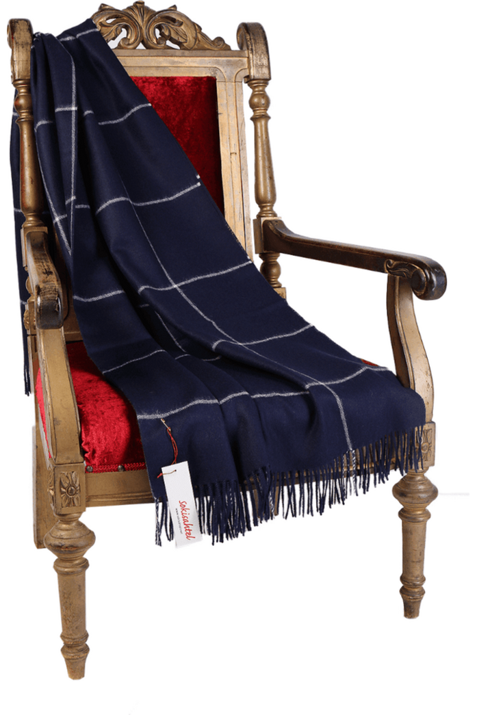 Alpaca Wool Dark Blue Plaid Blanket - SwagglyLife Home & Fashion