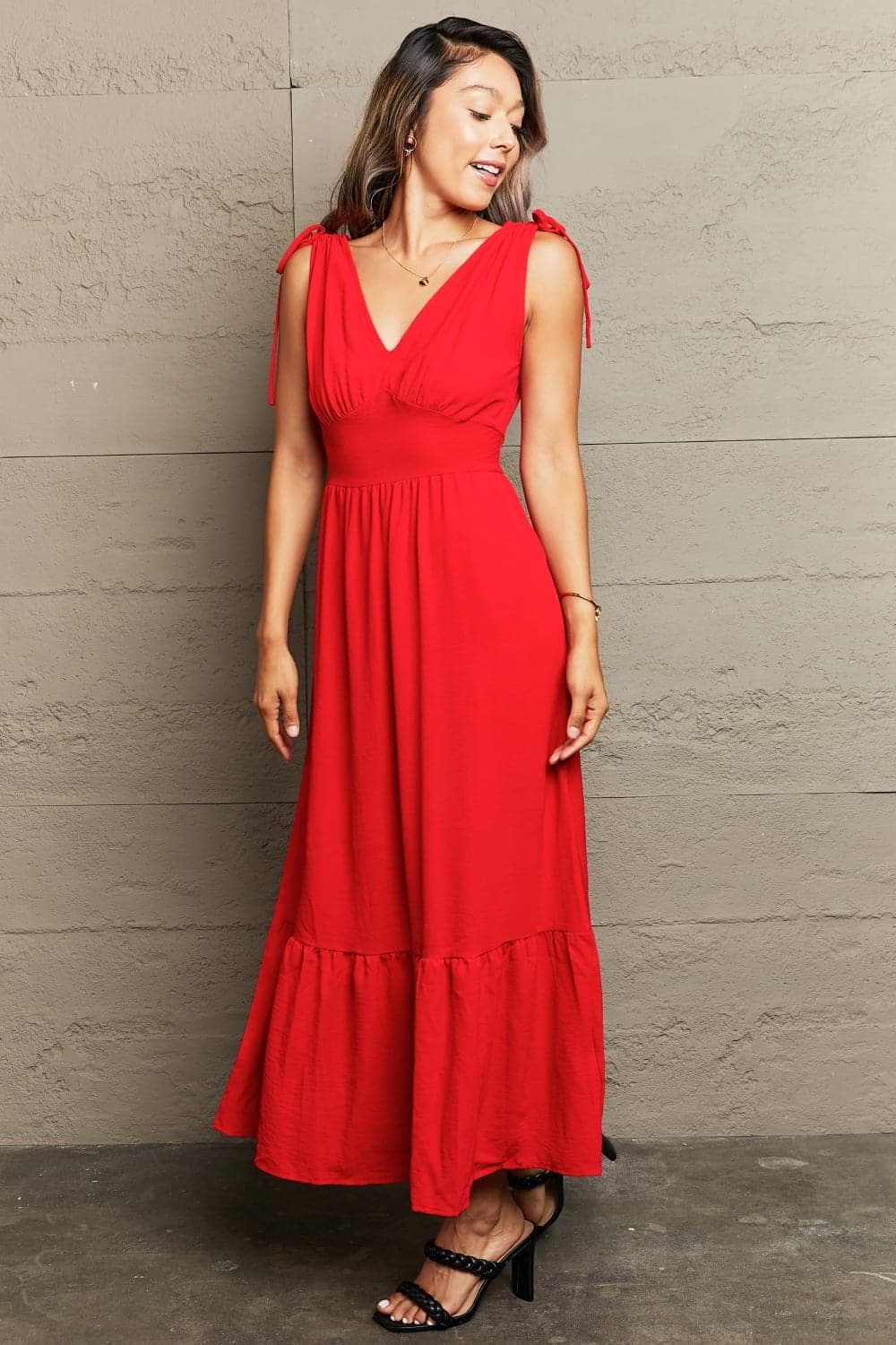 Amber Rose Drawstring V-Neck Sleeveless Dress - SwagglyLife Home & Fashion
