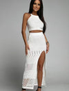 Amber Round Neck Top and Slit Skirt Cover Up Set - SwagglyLife Home & Fashion