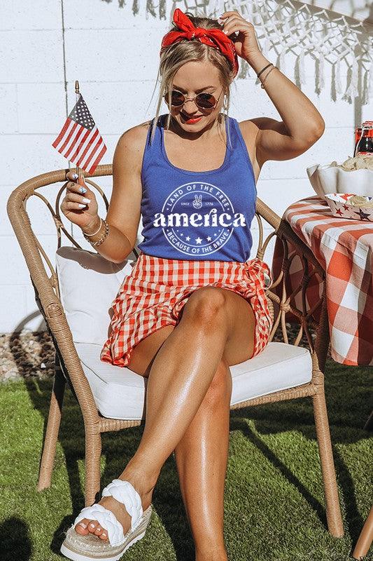 America Land of the Free Circle Tank Top - SwagglyLife Home & Fashion