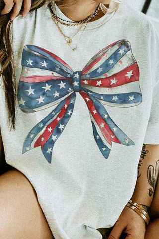 American Bow Coquette Graphic Tee - SwagglyLife Home & Fashion