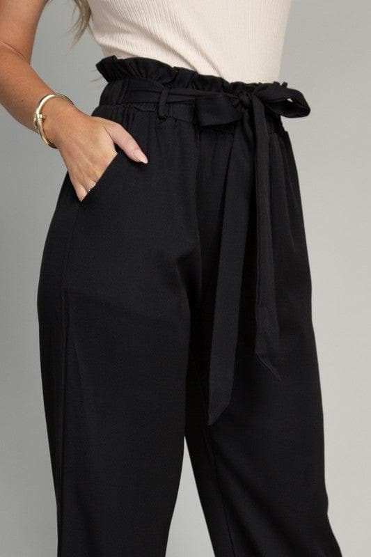 Anastasia Tie Belt Straight Pants - SwagglyLife Home & Fashion