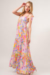 And The Why Full Size Printed Tie Shoulder Tiered Maxi Dress - SwagglyLife Home & Fashion