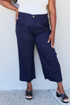 And The Why In The Mix Full Size Pleated Detail Linen Pants in Dark Navy - SwagglyLife Home & Fashion