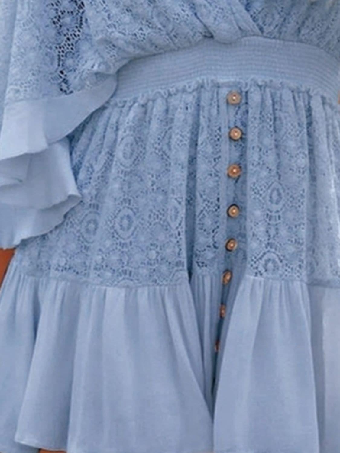Andrea Lace Cutout Half Sleeve Mini Dress - SwagglyLife Home & Fashion