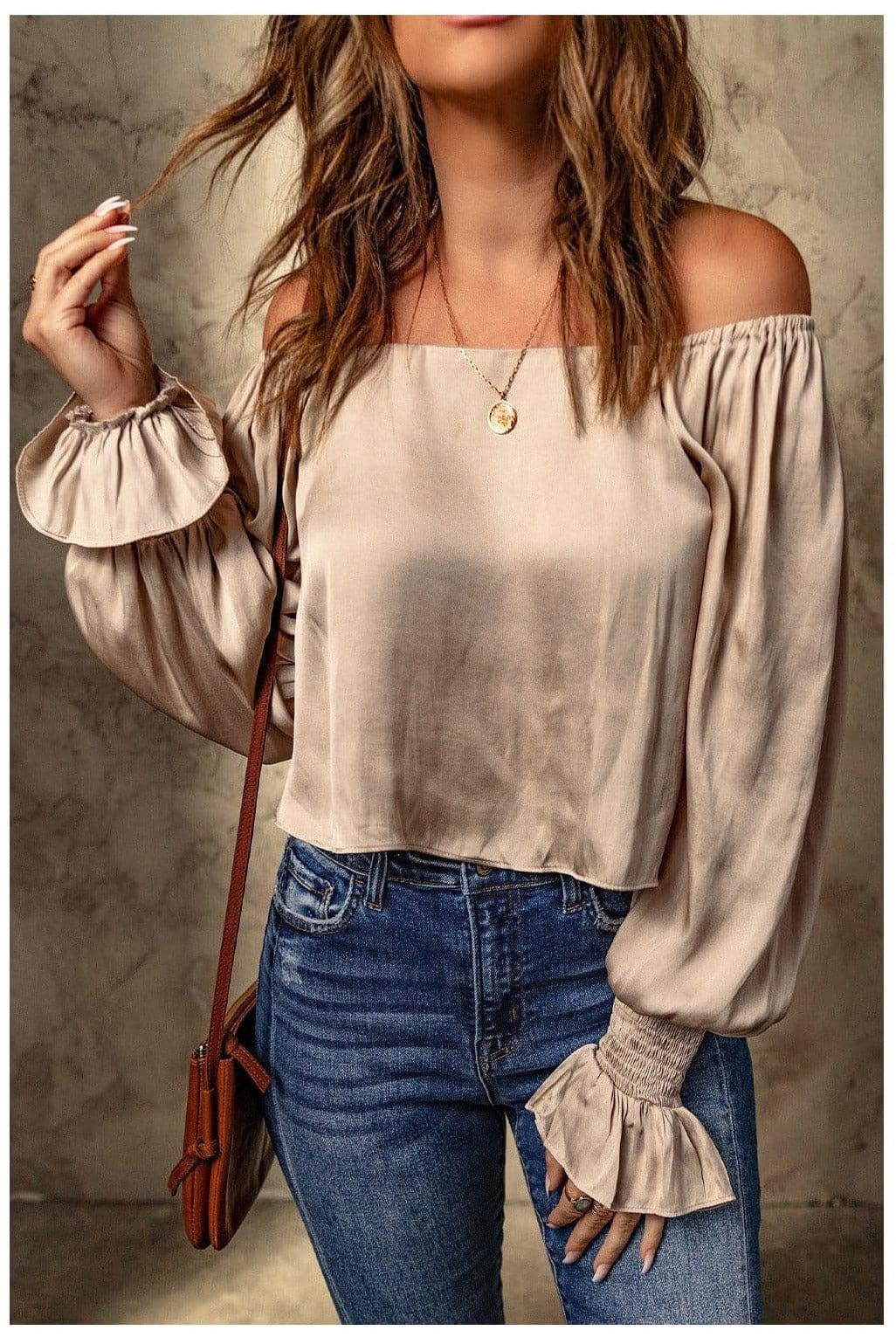 Annie Smocked Flounce Sleeve Off-Shoulder Blouse - SwagglyLife Home & Fashion