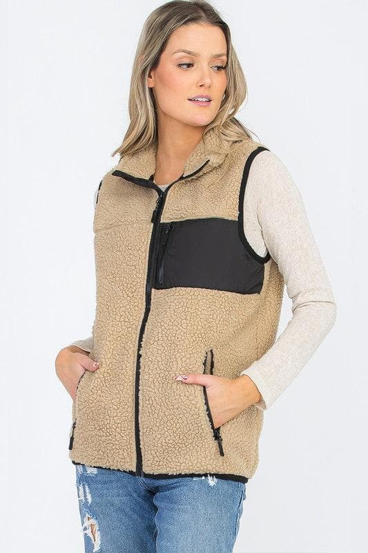 Aria Sherpa Fleece Vest Top Jacket - SwagglyLife Home & Fashion