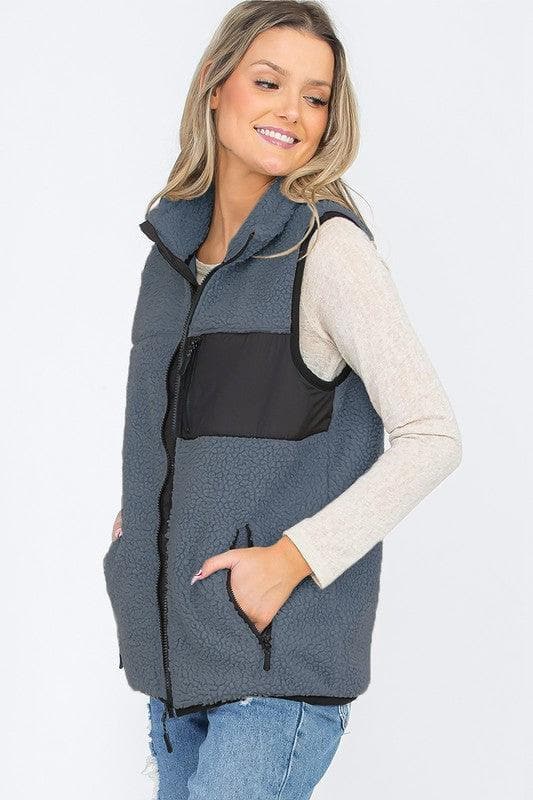 Aria Sherpa Fleece Vest Top Jacket - SwagglyLife Home & Fashion