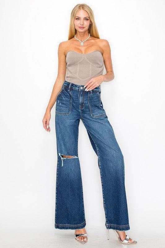 Artemis Vintage Ultra High Rise Relaxed Flare Jeans - SwagglyLife Home & Fashion