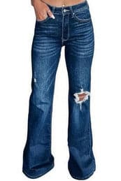 Asymmetrical Open Knee Distressed Flare Jeans - SwagglyLife Home & Fashion