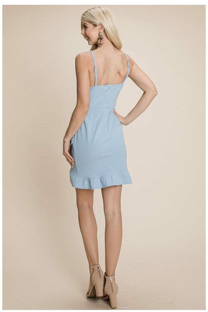 Asymmetrical Ruffle Hem Wrap Mini Dress - SwagglyLife Home & Fashion