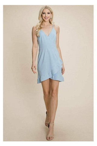 Asymmetrical Ruffle Hem Wrap Mini Dress - SwagglyLife Home & Fashion