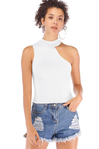 Asymmetrical Sleeveless Rib-Knit Top - SwagglyLife Home & Fashion