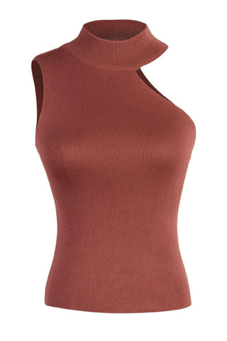 Asymmetrical Sleeveless Rib-Knit Top - SwagglyLife Home & Fashion