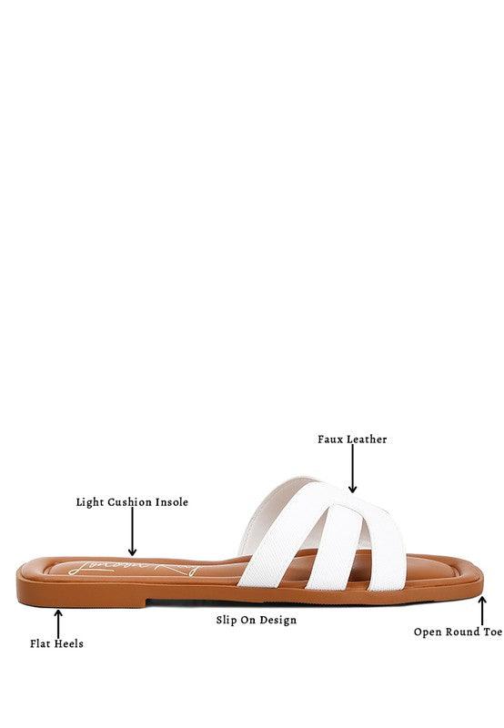 Aura Faux Leather Flat Sandals - SwagglyLife Home & Fashion