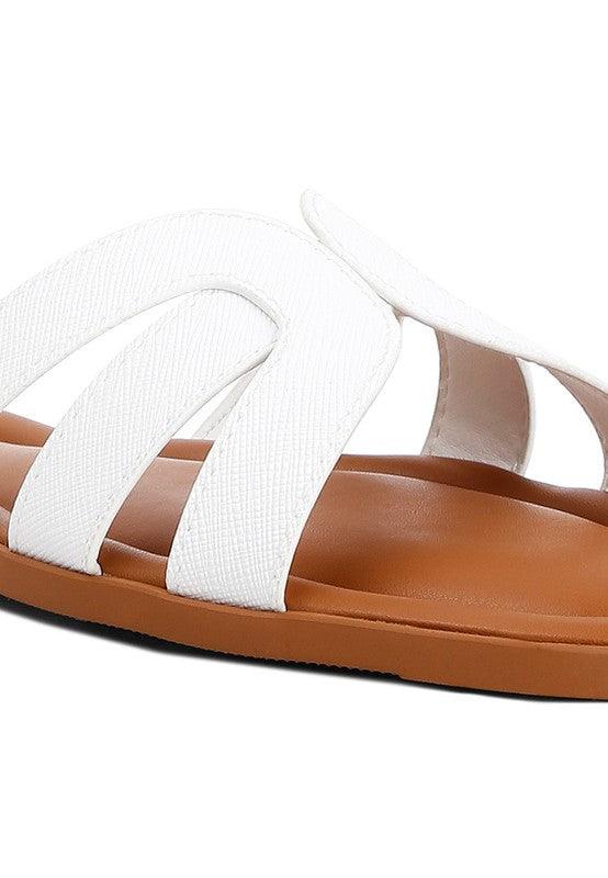 Aura Faux Leather Flat Sandals - SwagglyLife Home & Fashion