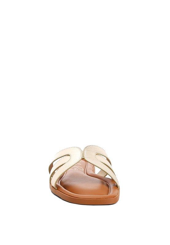 Aura Faux Leather Flat Sandals - SwagglyLife Home & Fashion
