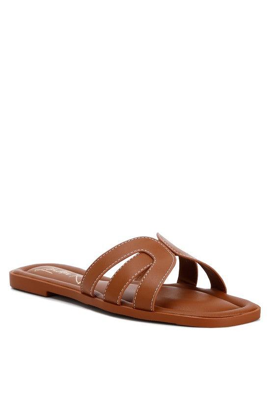 Aura Faux Leather Flat Sandals - SwagglyLife Home & Fashion