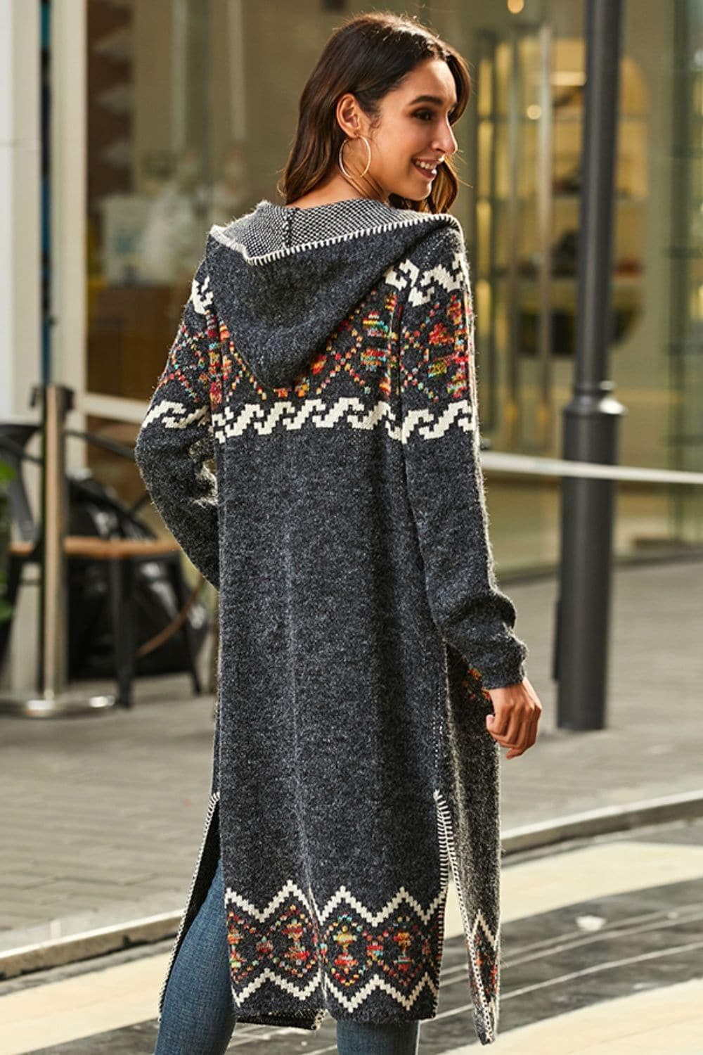 Bohemian Slit Hooded Duster Cardigan - SwagglyLife Home & Fashion