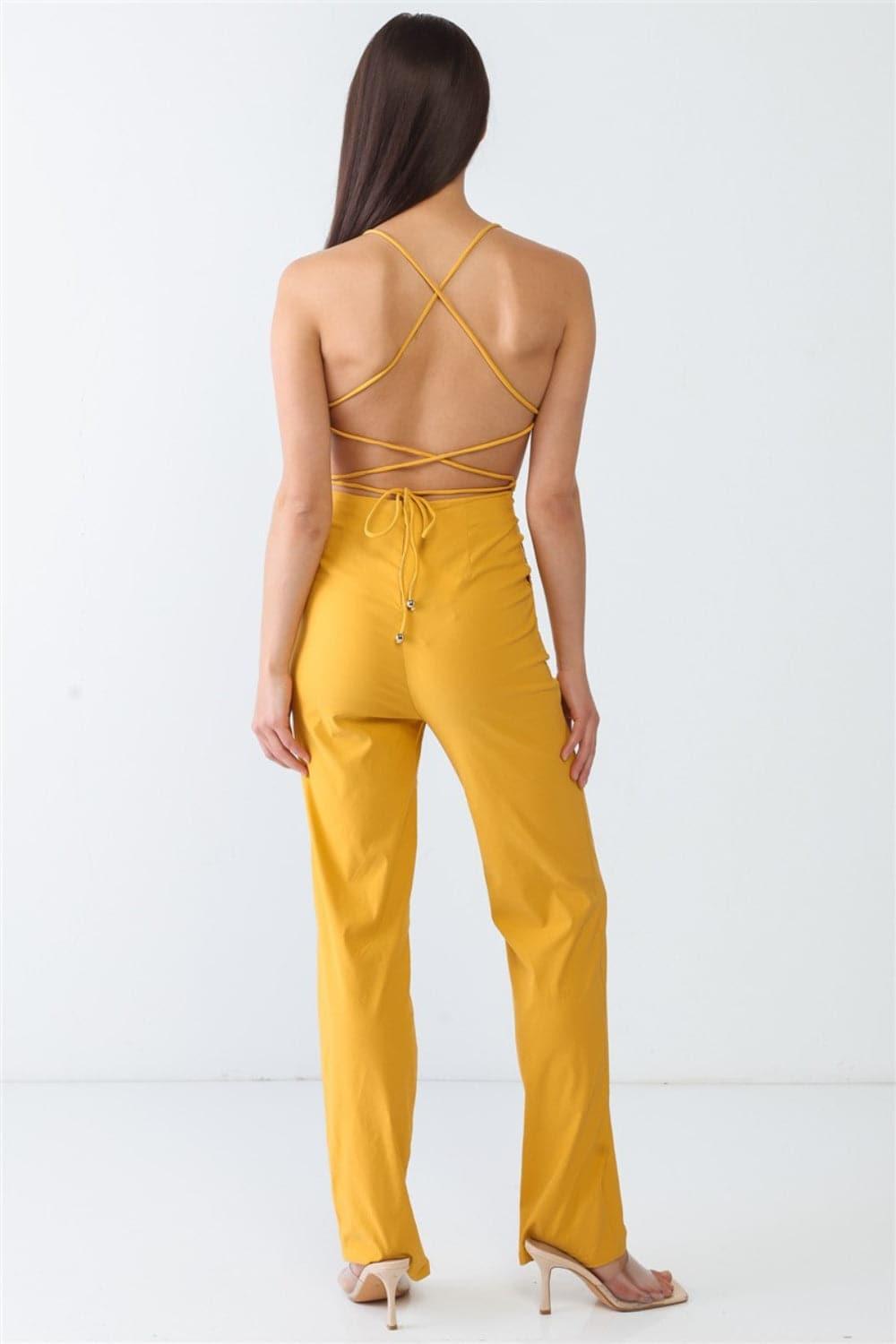 Backless Tied Spaghetti Strap Sleeveless Jumpsuit - SwagglyLife Home & Fashion