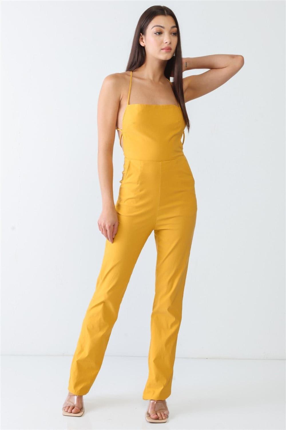 Backless Tied Spaghetti Strap Sleeveless Jumpsuit - SwagglyLife Home & Fashion