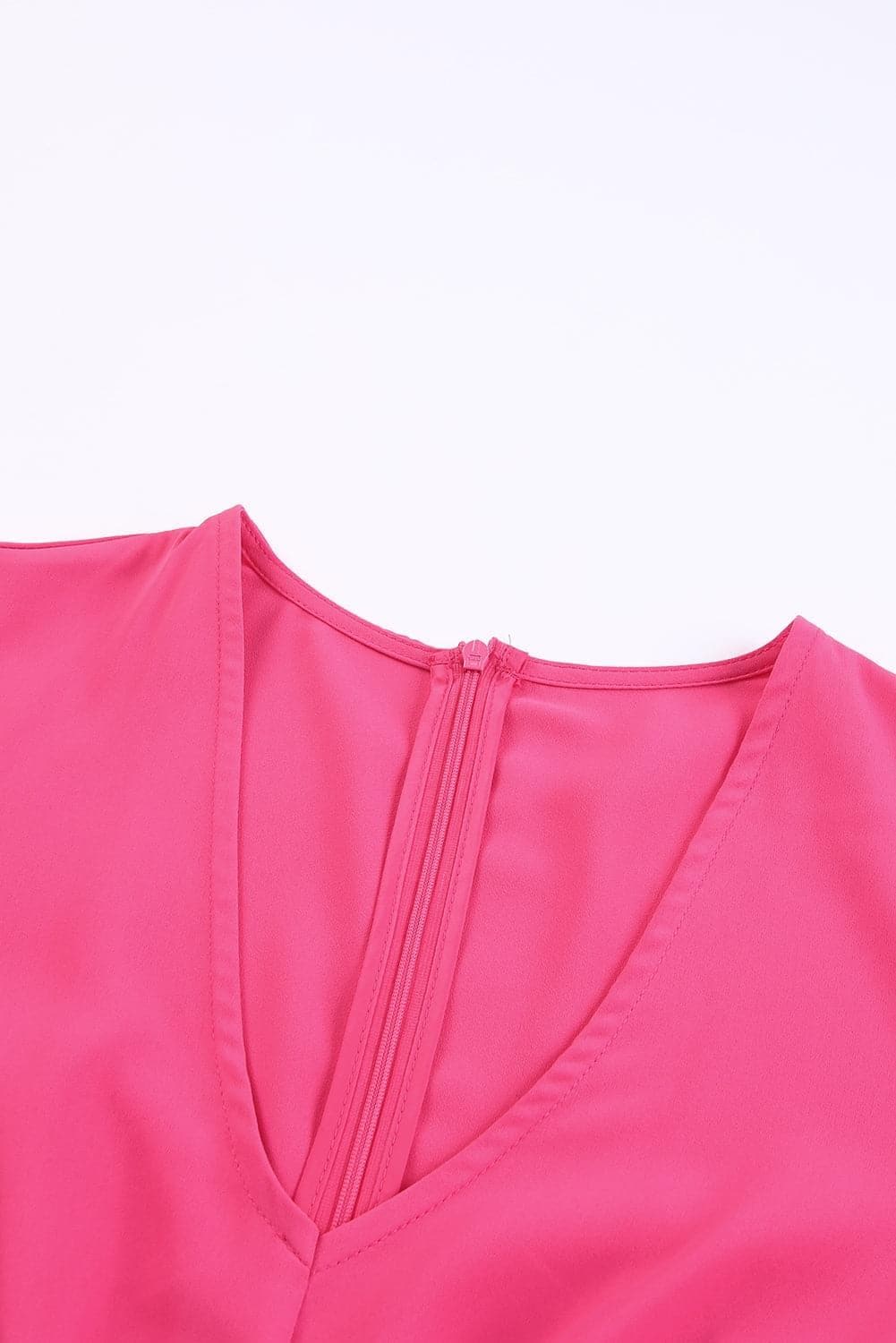 Balloon Sleeve Cutout Plunge Jumpsuit, Hot Pink - SwagglyLife Home & Fashion