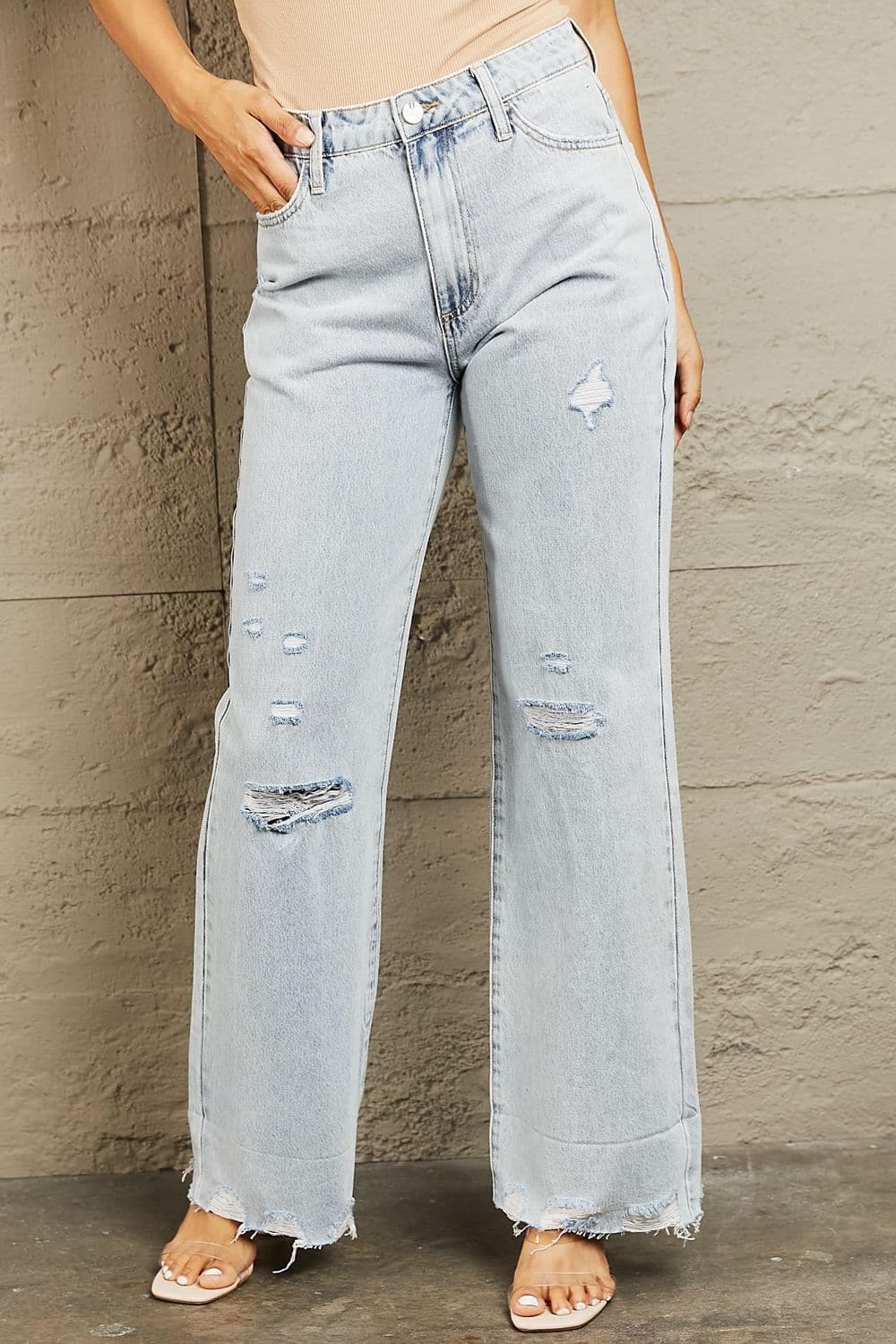 BAYEAS High Waist Flare Jeans, Light - SwagglyLife Home & Fashion