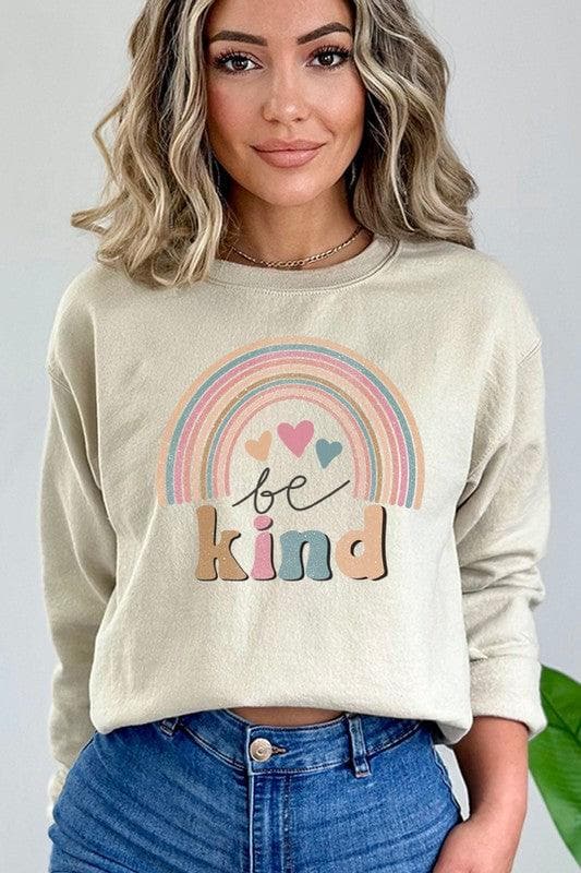 Be Kind Cute Rainbow Graphic Sweatshirt - SwagglyLife Home & Fashion