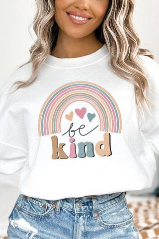 Be Kind Cute Rainbow Graphic Sweatshirt - SwagglyLife Home & Fashion