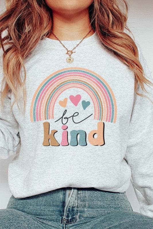 Be Kind Cute Rainbow Graphic Sweatshirt - SwagglyLife Home & Fashion