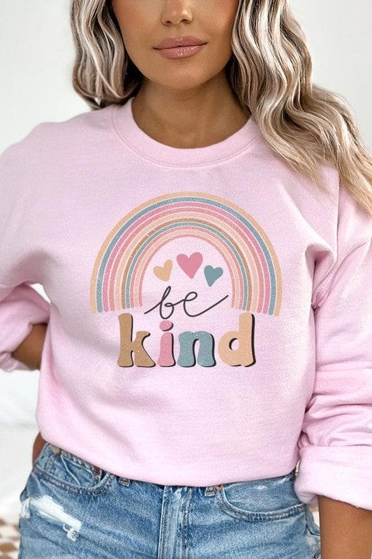 Be Kind Cute Rainbow Graphic Sweatshirt - SwagglyLife Home & Fashion
