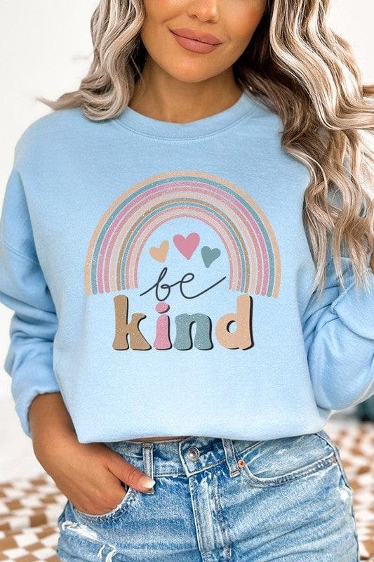 Be Kind Cute Rainbow Graphic Sweatshirt - SwagglyLife Home & Fashion