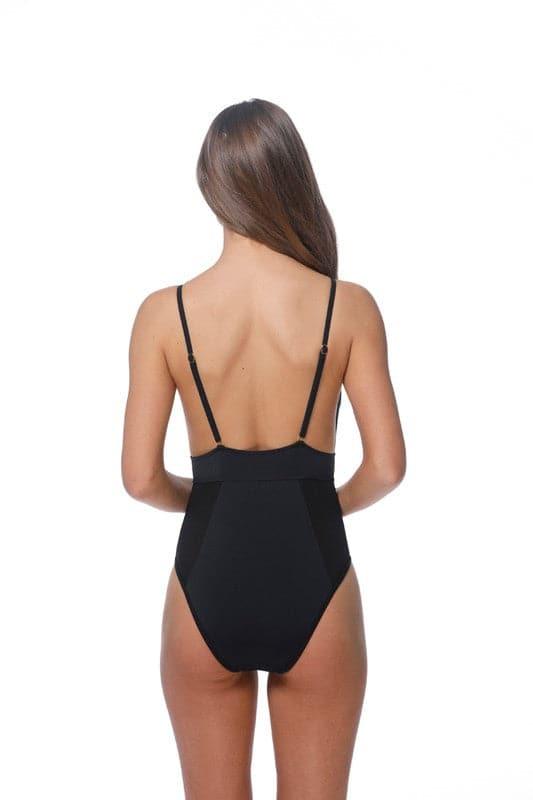 Beach Joy Bikini Solid Black Mesh One Piece - SwagglyLife Home & Fashion