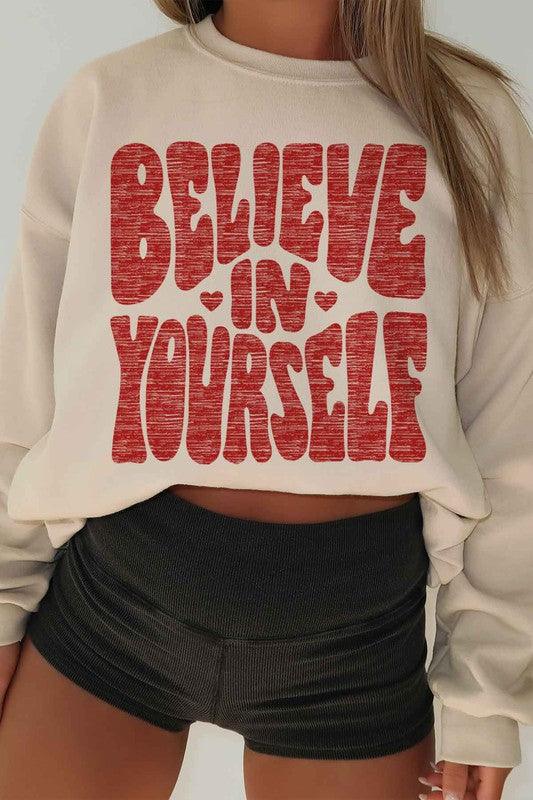 BELIEVE IN YOURSELF Oversized Sweatshirt - SwagglyLife Home & Fashion