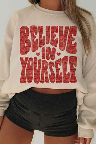 BELIEVE IN YOURSELF Oversized Sweatshirt - SwagglyLife Home & Fashion