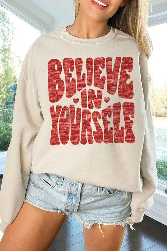 BELIEVE IN YOURSELF Oversized Sweatshirt - SwagglyLife Home & Fashion