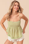 BiBi Fringed Hem Smocked Cami - SwagglyLife Home & Fashion