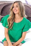 BiBi Ruffle Sleeve Wrinkled Cotton Gauze Top - SwagglyLife Home & Fashion