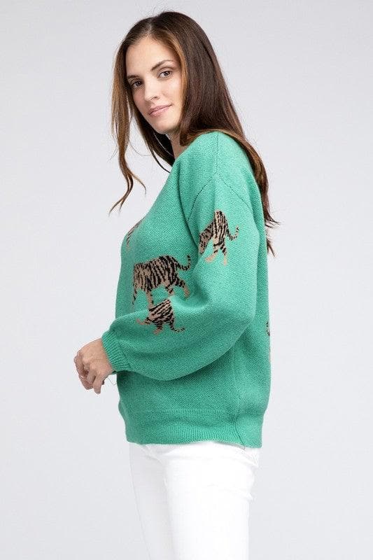 Tiger Prowl Pattern Sweater - SwagglyLife Home & Fashion