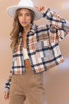 BLUE B Plaid Crop Shirt Jacket - SwagglyLife Home & Fashion